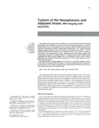 Tumors of the Nasopharynx and Adjacent Areas: MR Imaging with Gd-DTPA