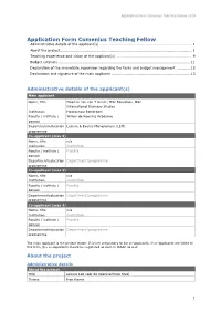 Application Form Comenius Teaching Fellow 2019