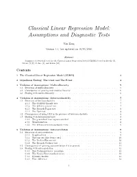 Classical Linear Regression Model: Assumptions and Diagnostic Tests