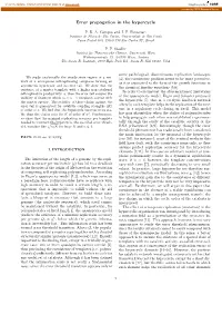 Error Propagation in the Hypercycle