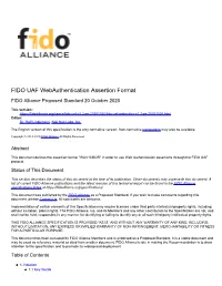 FIDO UAF Webauthentication Assertion Format