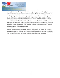 GIRL POWER the Purpose of This Guide Is to Help Educators Find Different Ways to Present Material About