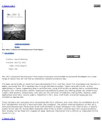 Mac OS X Advanced Development Techniques