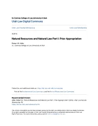 Natural Resources and Natural Law Part I: Prior Appropriation