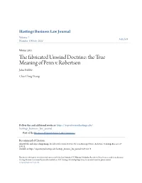 The Fabricated Unwind Doctrine: the True Meaning of Penn V. Robertson John Prebble