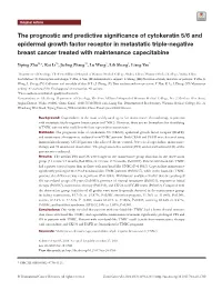 The Prognostic and Predictive Significance of Cytokeratin 5/6 And