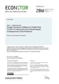 Google Trends As a Method to Predict New COVID-19 Cases and Socio-Psychological Consequences of the Pandemic