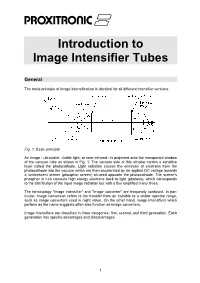 Introduction to Image Intensifier Tubes