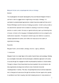 Margaret Archer and a Morphogenetic Take on Strategy Abstract The