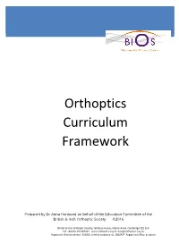 Orthoptics Curriculum Framework