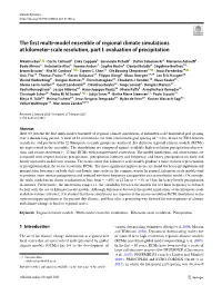 The First Multi-Model Ensemble of Regional Climate Simulations at Kilometer-Scale Resolution, Part I