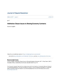 Arbitration Clause Issues in Sharing Economy Contracts