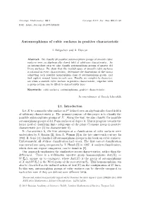 Automorphisms of Cubic Surfaces in Positive Characteristic