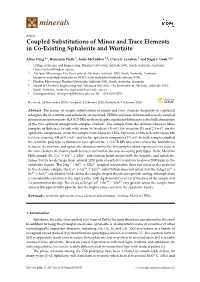 Coupled Substitutions of Minor and Trace Elements in Co-Existing Sphalerite and Wurtzite