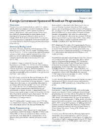 Foreign Government-Sponsored Broadcast Programming