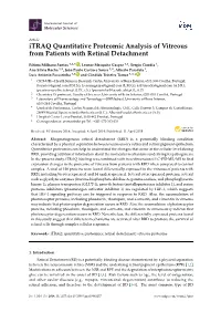 Itraq Quantitative Proteomic Analysis of Vitreous from Patients with Retinal Detachment