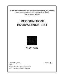 Recognition List of Examinations Recognised by the University.Pdf