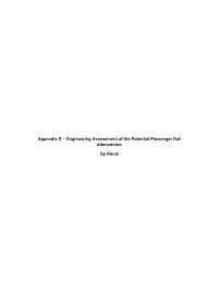 Appendix D – Engineering Assessment of the Potential Passenger Rail Alternatives