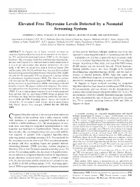 Elevated Free Thyroxine Levels Detected by a Neonatal Screening System