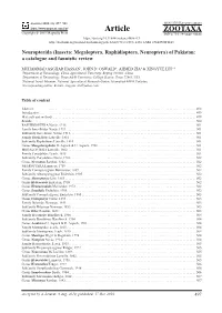 Neuropterida (Insecta: Megaloptera, Raphidioptera, Neuroptera) of Pakistan: a Catalogue and Faunistic Review