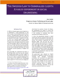 The Swedish Law to Criminalize Clients: a Failed Experiment