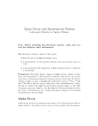 Alpha Decay and Spontaneous Fission Laboratory Exercise in Nuclear Physics