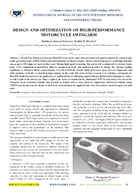 Design and Optimization of High-Performance Motorcycle Swingarm
