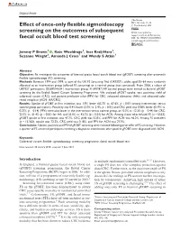 Effect of Once-Only Flexible Sigmoidoscopy Screening on The
