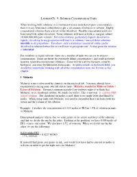 Lecture Ch. 9: Solution Concentration Units