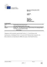 14254/19 ADD 2 IT/Mk LIFE.1.C Delegations Will Find Attached a Report Entitled "Beijing +25 – the 5Th Review of the Imple