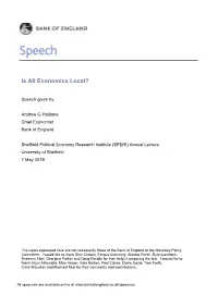 Andrew Haldane: Is All Economics Local?