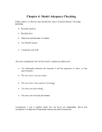 Chapter 4: Model Adequacy Checking