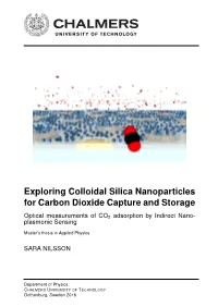 Exploring Colloidal Silica Nanoparticles for Carbon Dioxide Capture and Storage
