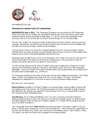 For Immediate Release Tewaaraton Award Finalists