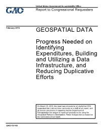 GAO-15-193, GEOSPATIAL DATA: Progress Needed on Identifying