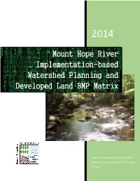 Mount Hope River Implementation-Based Watershed Planning and Developed Land BMP Matrix