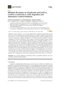 Multiple Resistance to Glyphosate and 2,4-D in Carduus Acanthoides L