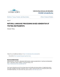 Natural Language Processing Based Generator of Testing Instruments