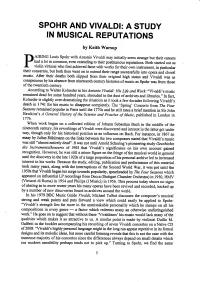 Spohr and Vivaldi: a Study in Musical Reputations