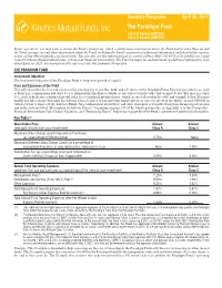 Summary Prospectus April 30, 2021 the Paradigm Fund Class a Shares (KNPAX) Class C Shares (KNPCX)