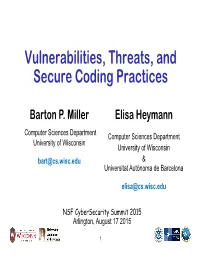 Vulnerabilities, Threats, and Secure Coding Practices