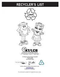 2015 Recyclers List -Revised 3.6.15.Pmd