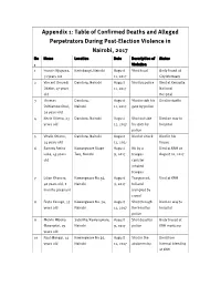 Appendix 1: Table of Confirmed Deaths and Alleged Perpetrators During Post-Election Violence in Nairobi, 2017 No Name Location Date Description of Status