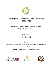 CSISA Earthquake Project Completion Report