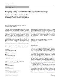 Designing Reality-Based Interfaces for Experiential Bio-Design