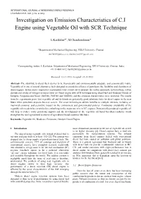 Investigation on Emission Characteristics of C.I Engine Using Vegetable Oil with SCR Technique