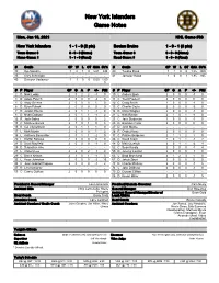 New York Islanders Game Notes