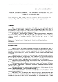 Physical Or Virtual Firewall for Perimeter Protection in Cloud Computer Infrastructure