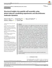 Structural Insights Into Peptide Self‐Assembly Using Photo‐Induced Crosslinking Experiments and Discontinuous Molecular Dyna