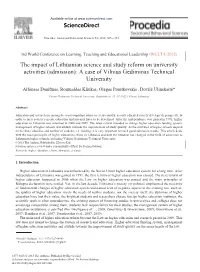 The Impact of Lithuanian Science and Study Reform on University Activities (Admission): a Case of Vilnius Gediminas Technical University